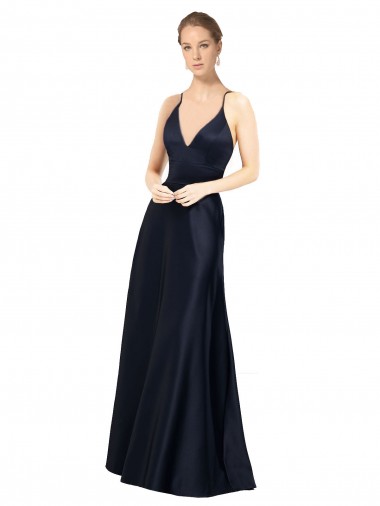 Shop Sexy Satin Bridesmaids Dress with Deep V-Neckline and Strappy Back Montreal