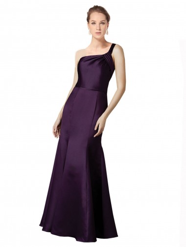 Shop Long Ruched Neckline One Shoulder Satin Bridesmaid Dress / Prom Dress Montreal