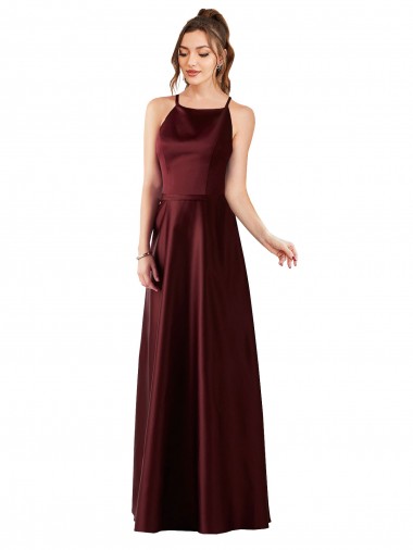 Shop Sleek Satin Bridesmaids Dress with Pockets Montreal