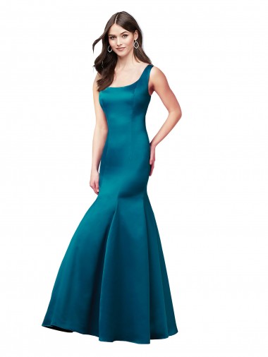 Shop Long Sleek Satin Bridesmaid Dress / Prom Dress with U-Back Montreal