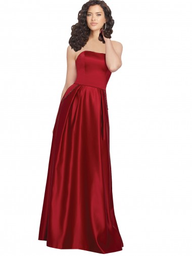 Shop Strapless Satin Bridesmaids Dress with Beaded Pocket and Soft Pleating Montreal