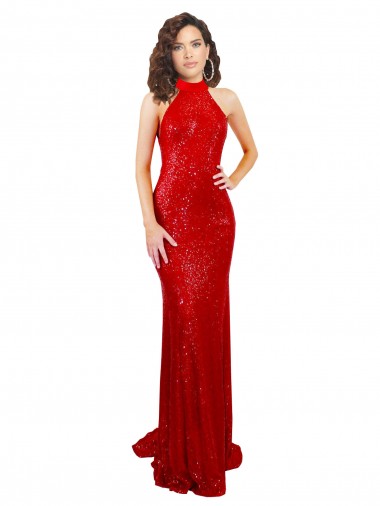 Shop Halter High Neck Mermaid Open Back Formal Sequin Bridesmaid Dress / Prom Dress Montreal