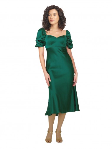 Shop Ruched Sleeve Formal Silky Satin Bridesmaid Dress / Prom Dress Montreal