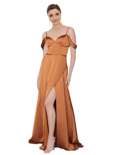 Shop Formal Silky Satin Bridesmaid Dress / Prom Dress with Bustier Bodice Montreal