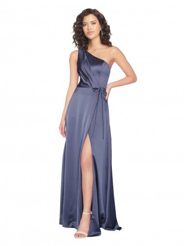 Shop Draped Formal Silky Satin Bridesmaid Dress / Prom Dress with Tied Waist Montreal