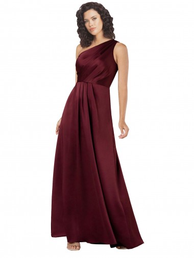 Shop One Shoulder Formal Silky Satin Bridesmaid Dress / Prom Dress with Subtle Pleats Montreal