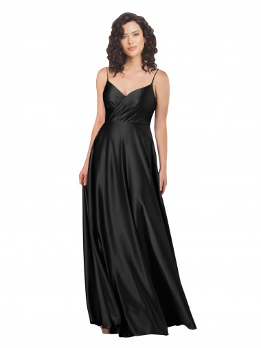 Shop Full Length V-Neckline Formal Silky Satin Bridesmaid Dress / Prom Dress with Full Skirt Montreal
