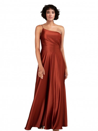 Shop Sophisticated One Shoulder Formal Silky Satin Bridesmaid Dress / Prom Dress with Full Skirt Montreal