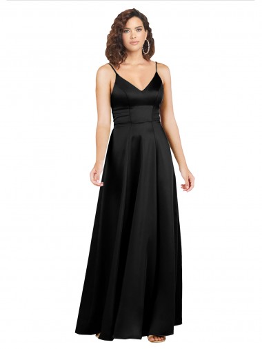 Shop Formal Silky Satin Floor-Length Long Bridesmaid Dress / Prom Dress with V-Neckline Montreal