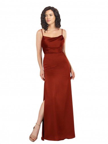 Shop Floor-Length Formal Silky Satin Bridesmaid Dress / Prom Dress with Skirt Slit Montreal