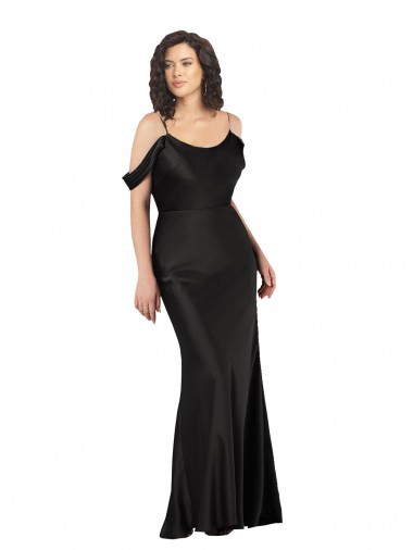 Shop Off the Shoulder Sleeves Formal Silky Satin Bridesmaid Dress / Prom Dress with Skirt Slit Montreal