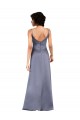 Full Length V-Neckline Formal Silky Satin Bridesmaid Dress / Prom Dress with Spaghetti Straps