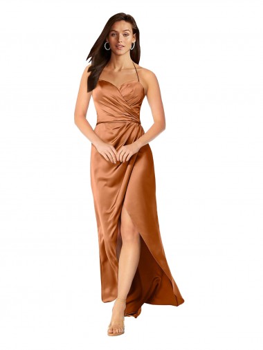 Shop Faux-Wrap Skirt Formal Silky Satin Bridesmaid Dress / Prom Dress Montreal