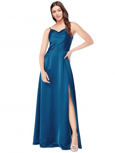 Shop Cowl Neck Salky Satin Bridesmaid Dress / Prom Dress Montreal