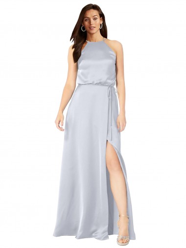 Shop Halter Neck Formal Silky Satin Bridesmaid Dress with Strappy Back Montreal