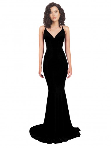 Shop Fishtail Shaped V-Neck Open Back Formal Spandex Bridesmaid Dress / Prom Dress Montreal