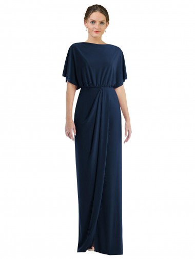 Shop Open Back Short Sleeves Draped Tulip Skirt Maxi Spandex Bridesmaid Dress / Prom Dress Montreal