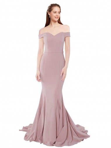 Shop Off the Shoulder Mermaid Long Sweep Train Bridesmaid Dress / Prom Dress Montreal