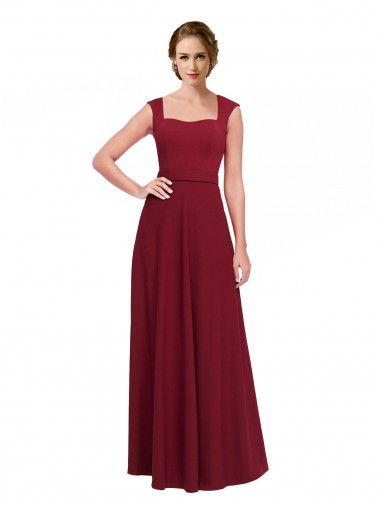 Shop Square Neck Subtle Cap Sleeeves Crepe Bridesmaid Dress / Prom Dress Montreal