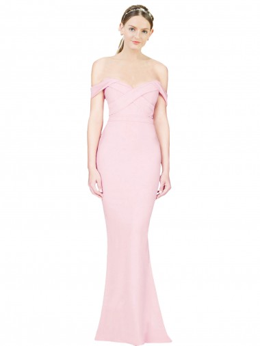 Shop Full Length Off the Shoulder Bridesmaid Dress / Prom Dress with Twist Front Montreal