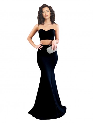 Shop Two Piece High Neck Formal Crepe Bridesmaid Dress / Prom Dress Montreal