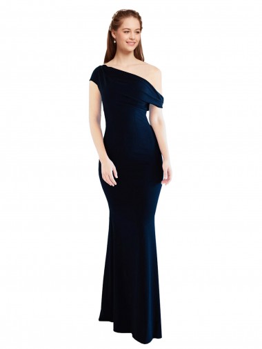 Shop Draped Off the Shoulder Fitted Formal Crepe Bridesmaid Dress / Prom Dress Montreal