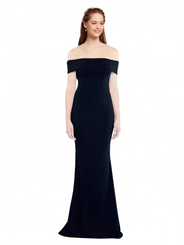 Shop Off the Shoulder Fitted Formal Crepe Bridesmaid Dress / Prom Dress with Back Cut Out Montreal