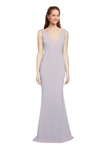 Shop Cut-Out Back V-Neckline Mermaid Formal Crepe Bridesmaid Dress / Prom Dress Keyhole Back Montreal