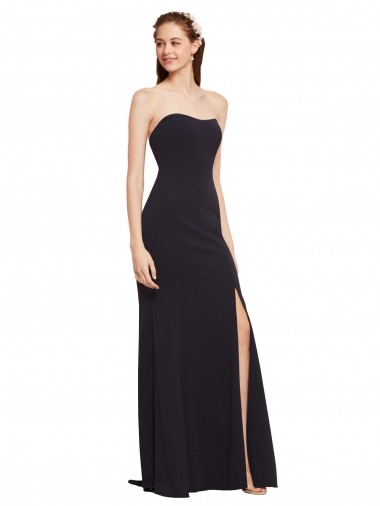 Shop Strapless Bodycon Long Formal Crepe Bridesmaid Dress / Prom Dress with High Slit Montreal