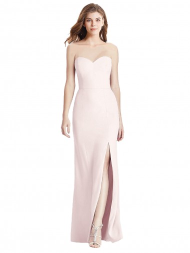 Shop Strapless Crepe Trumpet Bridesmaid Dress / Prom Dress with Front Slit Montreal