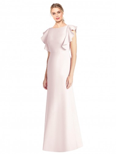 Shop Ruffle Cap Sleeves Open Back Trumpet Bridesmaid Dress / Prom Dress Montreal