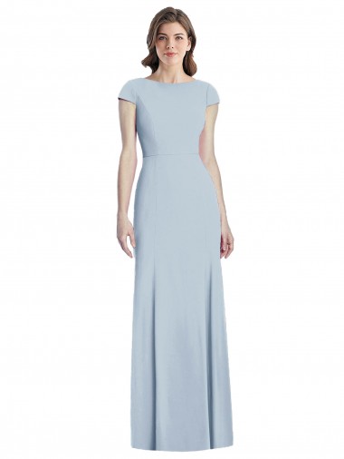 Shop Bateau Neck Cap Sleeves Open Back Trumpet Bridesmaid Dress / Prom Dress Montreal