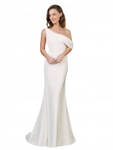 Shop One Shoulder Formal Crepe Bridesmaid Dress / Prom Dress with Draped Off the Shoulder Strap Montreal