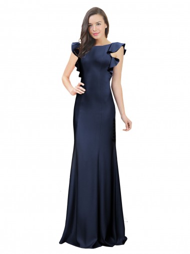 Shop Sleeveless Crepe Bridesmaid Dress / Prom Dress with Cascading Ruffle and Keyhole Back Montreal