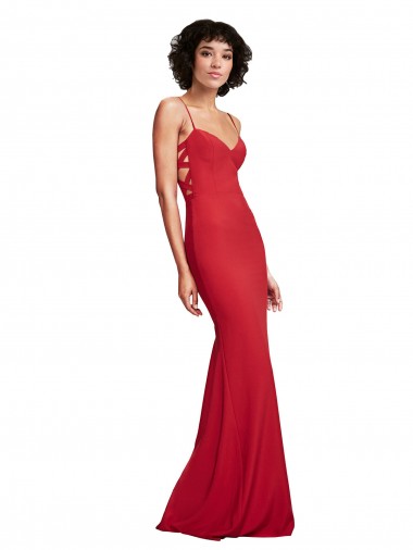 Shop Spaghetti Strap Slip Neckline Formal Crepe Bridesmaid Dress / Prom Dress Montreal