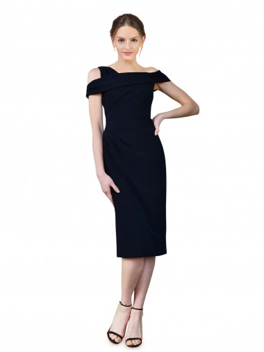 Shop Draped Cross Shoulder Stretch Formal Crepe Cocktail Dress / Homecoming Dress Montreal