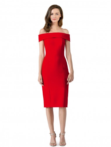Shop Off the Shoulder Square Neck Cocktail Length Bridesmaid Dress / Prom Homecoming Dress Montreal