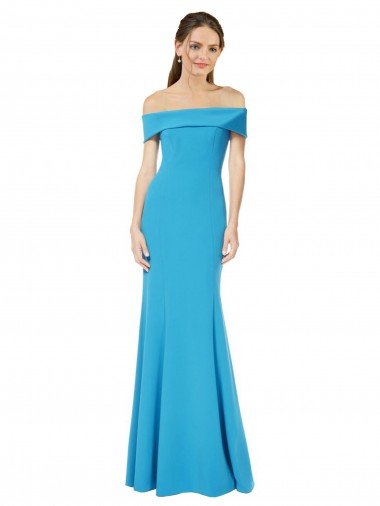 Shop Off the Shoulder Formal Crepe Bridesmaid Dress / Prom Dress with Fitted Silhouette Montreal