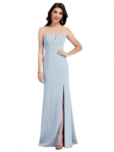 Shop Strapless Notch Crepe Bridesmaid Dress / Prom Dress with Front Slit Montreal