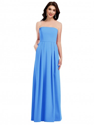 Shop Strapless Pleated Skirt Crepe Bridesmaid Dress / Prom Dress with Pockets Montreal