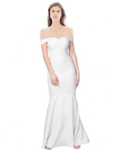 Shop Mermaid Off the Shoulder Long Formal Crepe Bridesmaid Dress / Prom Dress with Low Back Montreal