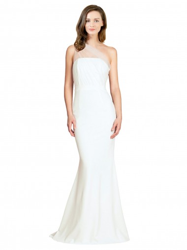 Shop Soft Tulle Shoulder Overlay Mermaid One Shoulder Formal Crepe Bridesmaid Dress Montreal