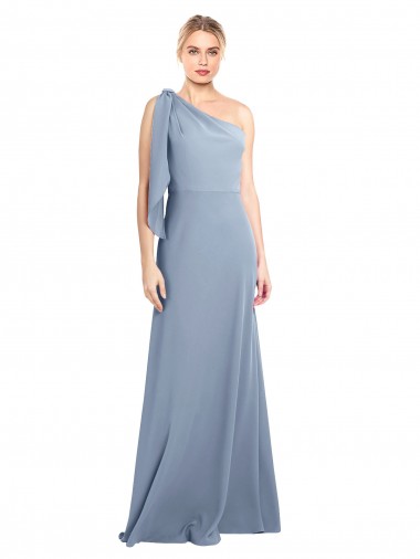 Shop Draped Flutter Sleeves One Shoulder Stretch Formal Crepe Bridesmaid Dress / Prom Dress Montreal