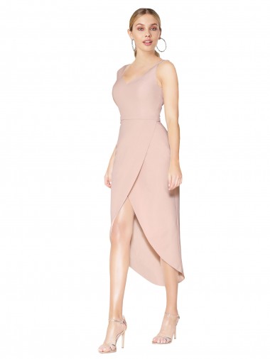 Shop Knee Length Short Formal Crepe Bridesmaid Dress / Prom Dress Montreal