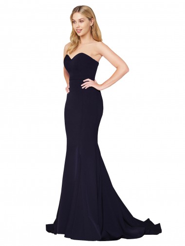 Shop Sweetheart High Neck Sweep Train Sleeveless Formal Crepe Bridesmaid Dress / Prom Dress Montreal