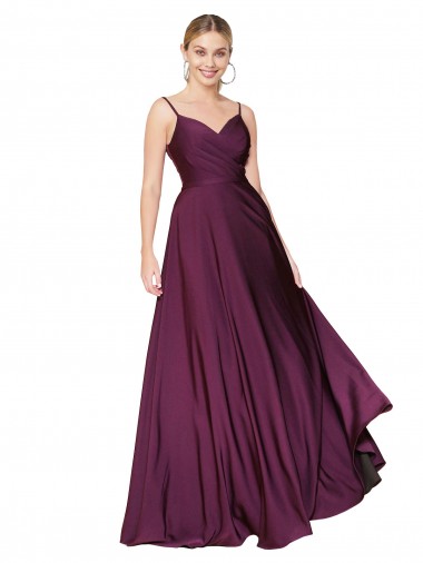 Shop High Neck Spaghetti Straps Long V-Back Formal Crepe Bridesmaid Dress / Prom Dress Montreal