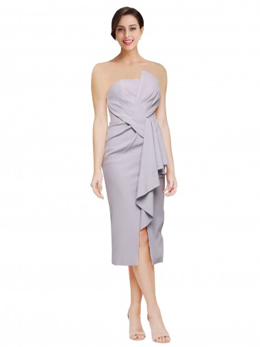 Shop Short Cocktail Length Strapless Formal Crepe Bridesmaid Dress / Prom Dress with Ruffles Montreal