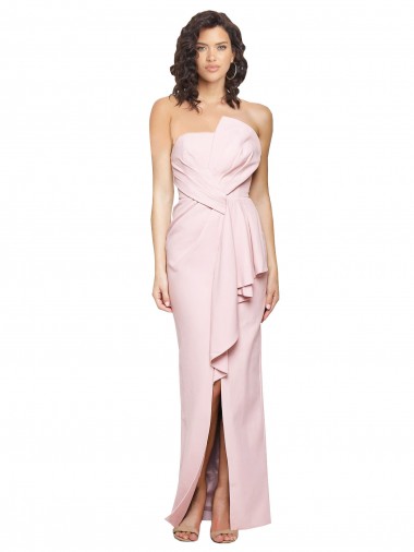 Shop Strapless Long Full Length Ruffles Low Back Formal Crepe Bridesmaid Dress / Prom Dress Montreal