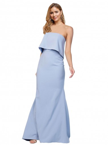 Shop Strapless Full Length Formal Crepe Bridesmaid Dress / Prom Dress with Bodice Overlay Montreal