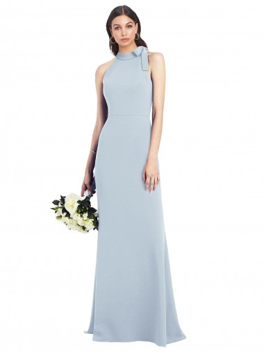 Shop Halter Bow Neck Open Back Soft Full Length Trumpet Bridesmaid Dress / Prom Dress Montreal